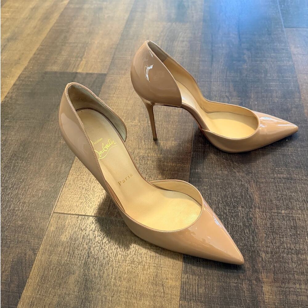 Christian Louboutin Iriza Nude Patent D'Orsay Pumps Size 39.5 - Picture 6 of 12